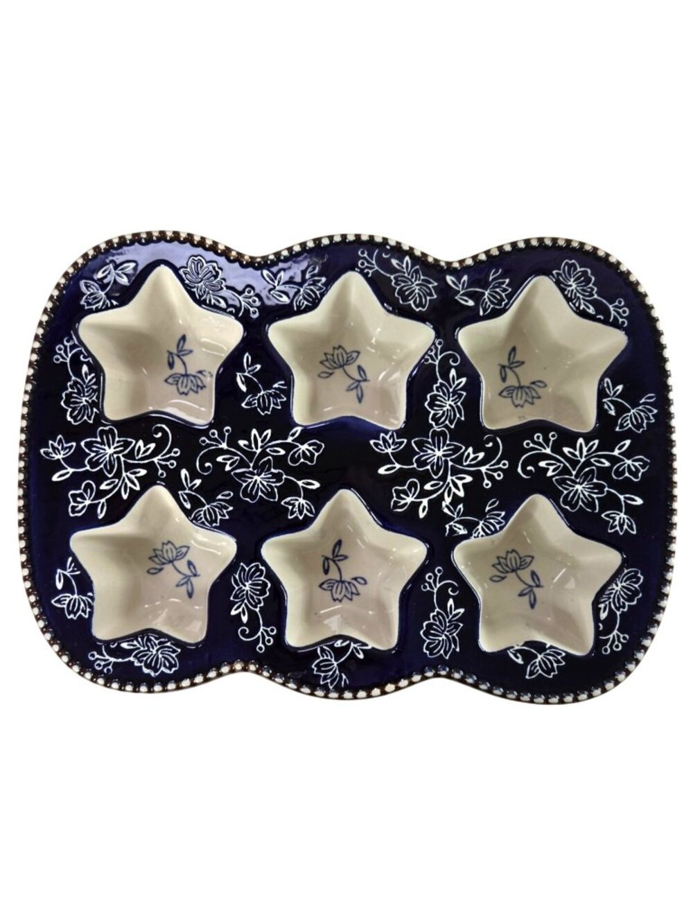 Temp-tations by Tara 6-cup Muffin & Cupcake Pan in Blue Floral Lace Pattern